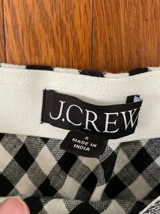 J. Crew Black and White Gingham A-Line Linen Skirt - Picture 4 of 4